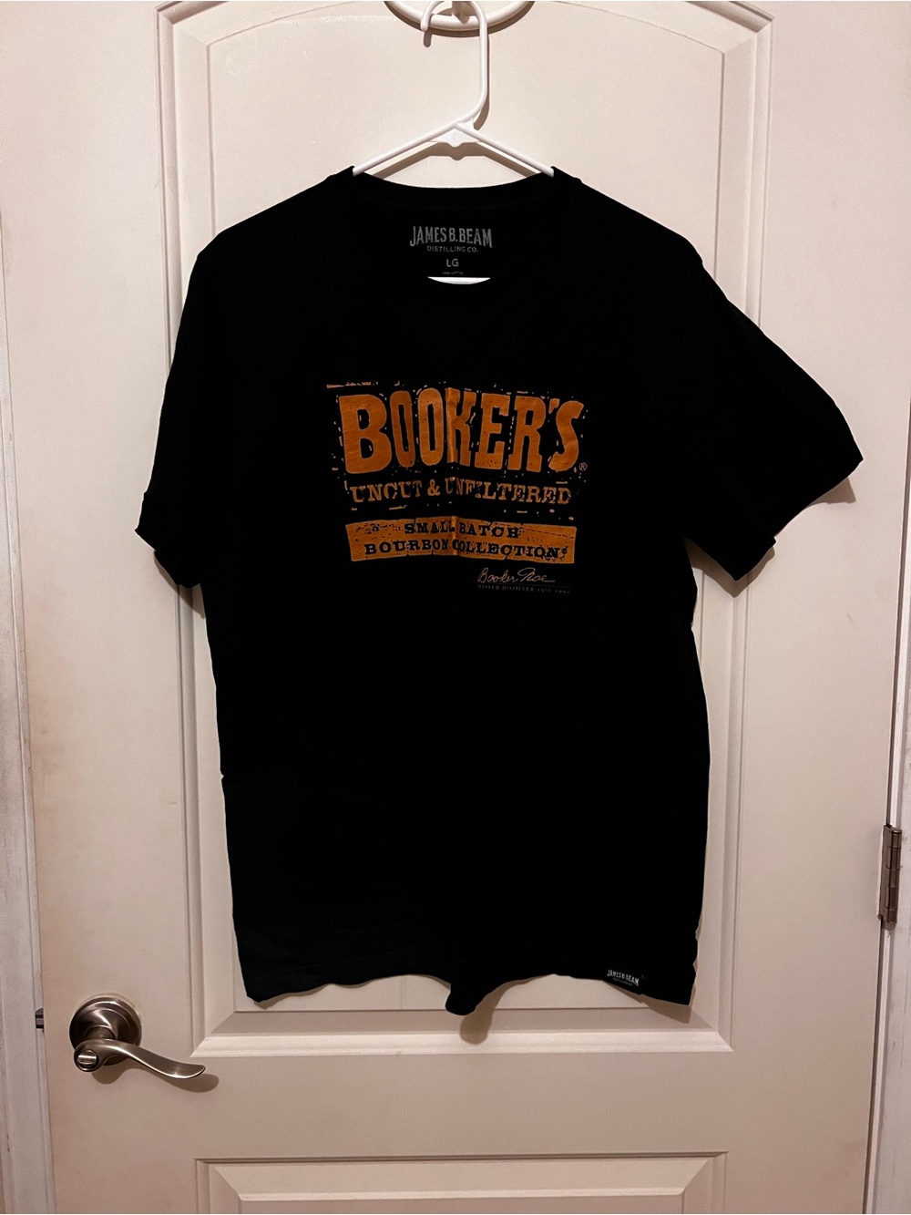 Short-Sleeve Booker’s Bourbon Graphic Tee in Black with Amber Print
